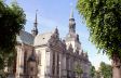 Hauptkirche (Marienkirche) Wolfenb�ttel. Der Bau dieser ersten  bedeutenden protestantischen Gro�kirche begann 1608.
Die Kirche hat Stilelemente der Gotik (Fenster), der Renaissance und des Barocks (Giebel).