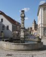 Marktbrunnen und Stra�e zur Evang. Luth. Kirche in Eisfeld