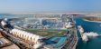 Yas Island mit der permanenten Rennstrecke und der Ferrari World in Abu Dhabi.
Hier auch zu sehen, der Anleger f�r Yachten, Segler und Boote.