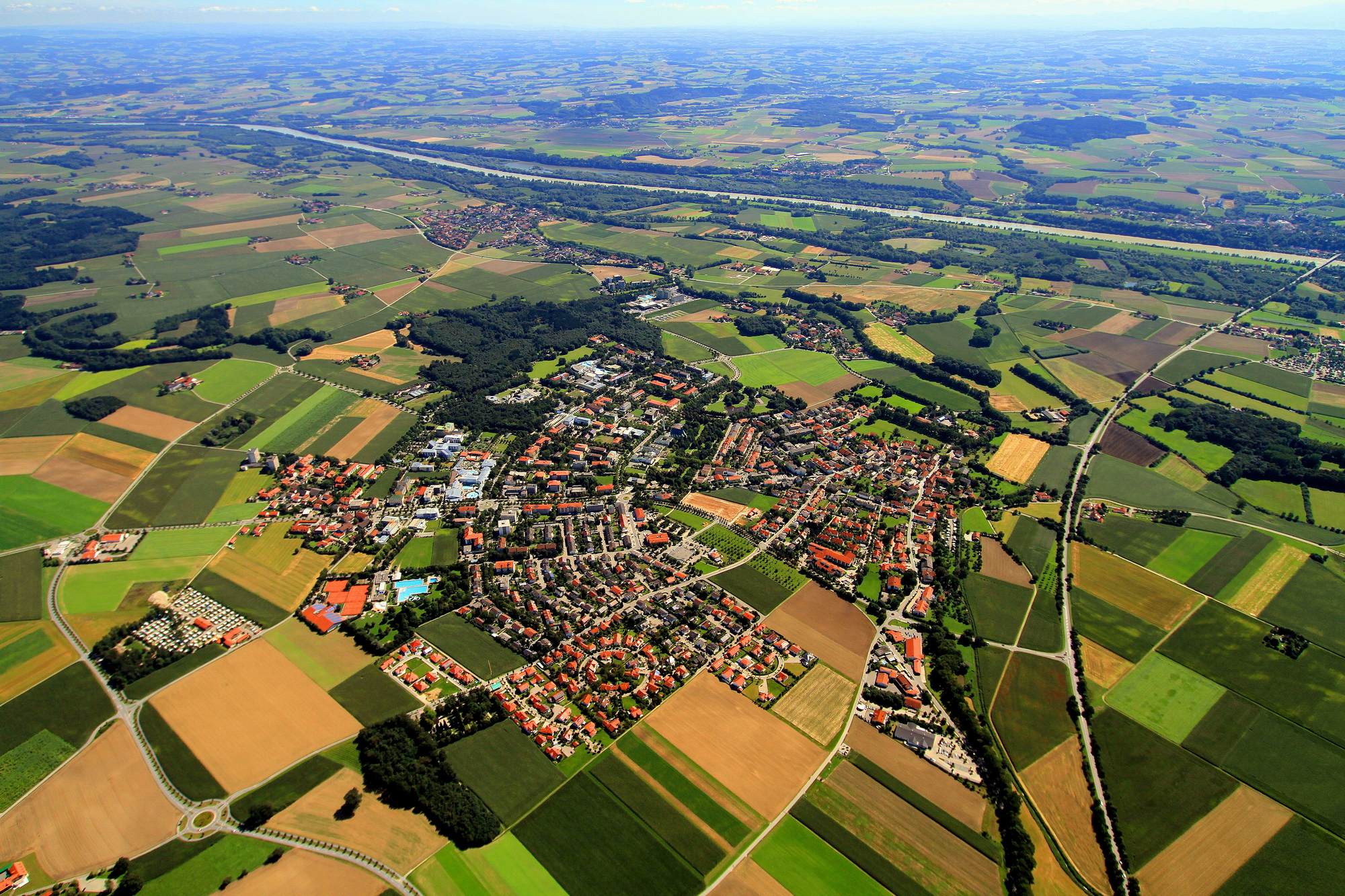 Luftaufnahme von Bad Füssing.