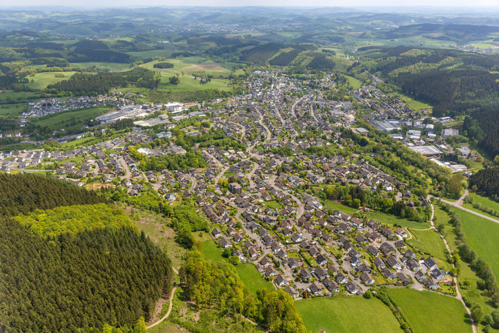 Luftbild von Drolshagen.

