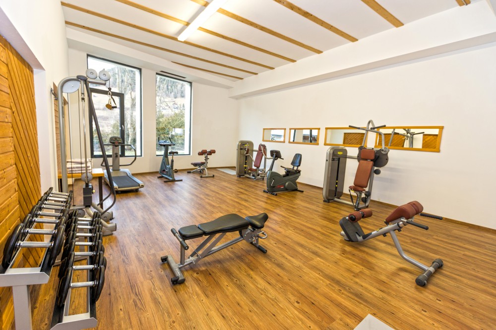 Fitnessbereich im Hotel Nockresort, Bad Kleinkirchheim.
