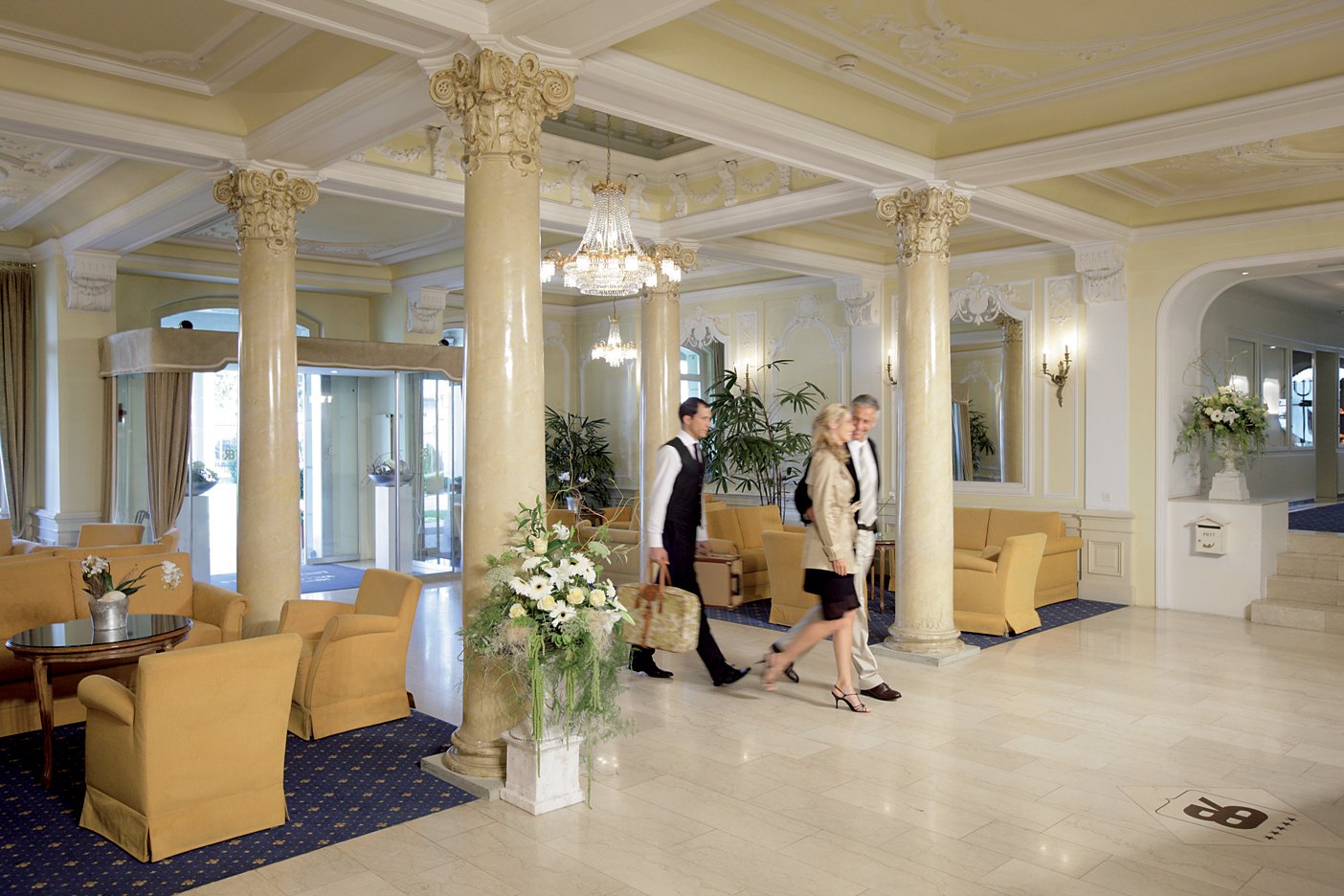 Foyer des Lindner Grand Hotel Beau Rivage in Interlaken/Schweiz.
