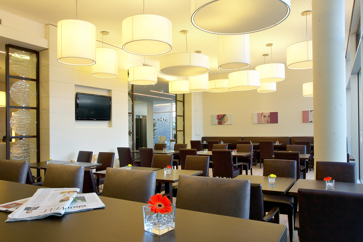 Frühstücksraum im GHOTEL hotel & living Koblenz.