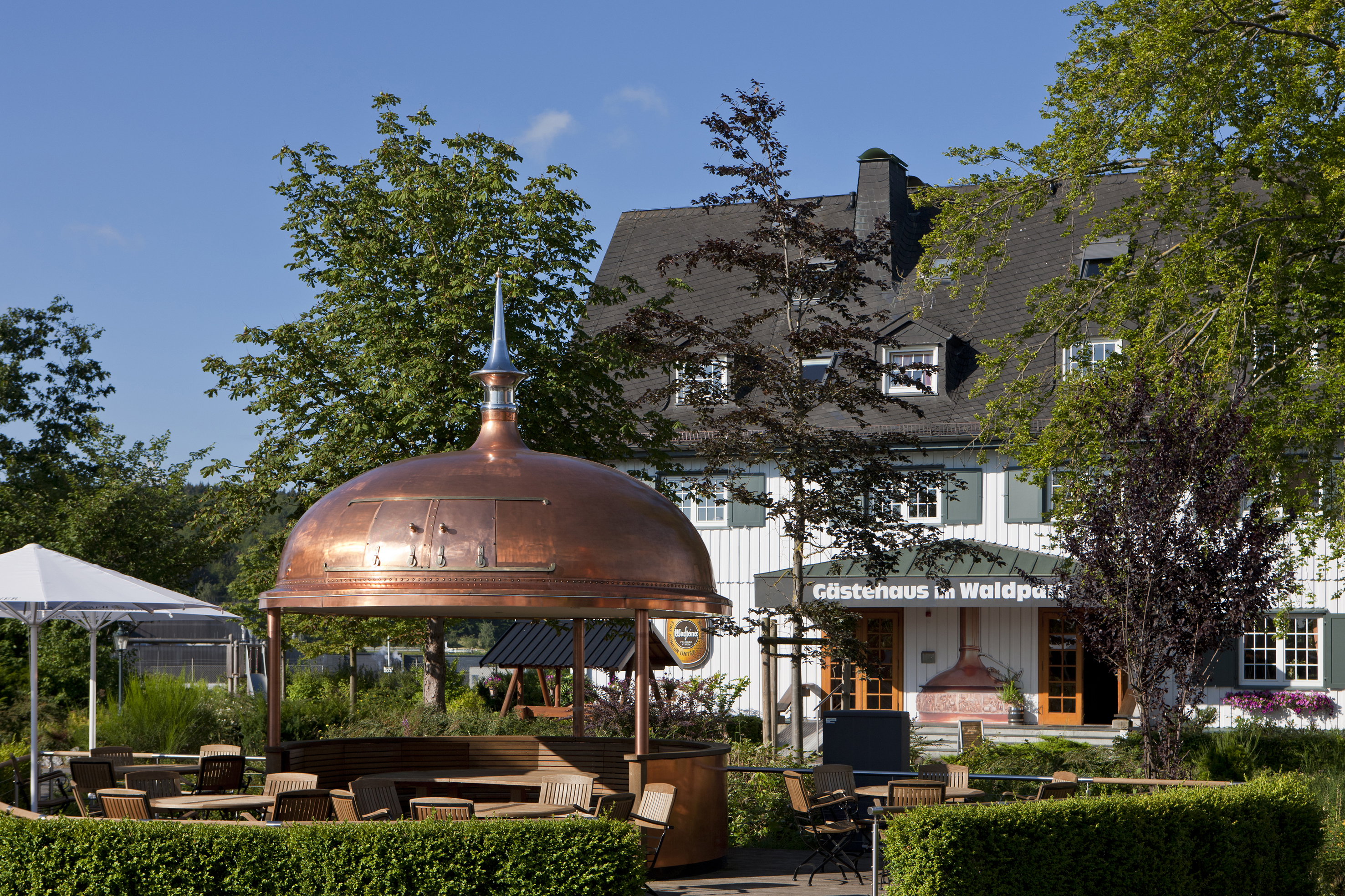 Biergarten Gästehaus im Waldpark, Warstein.
