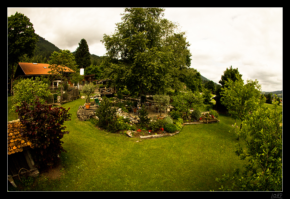 Garten des Gasthof & Heuhotel Schleifmühle.