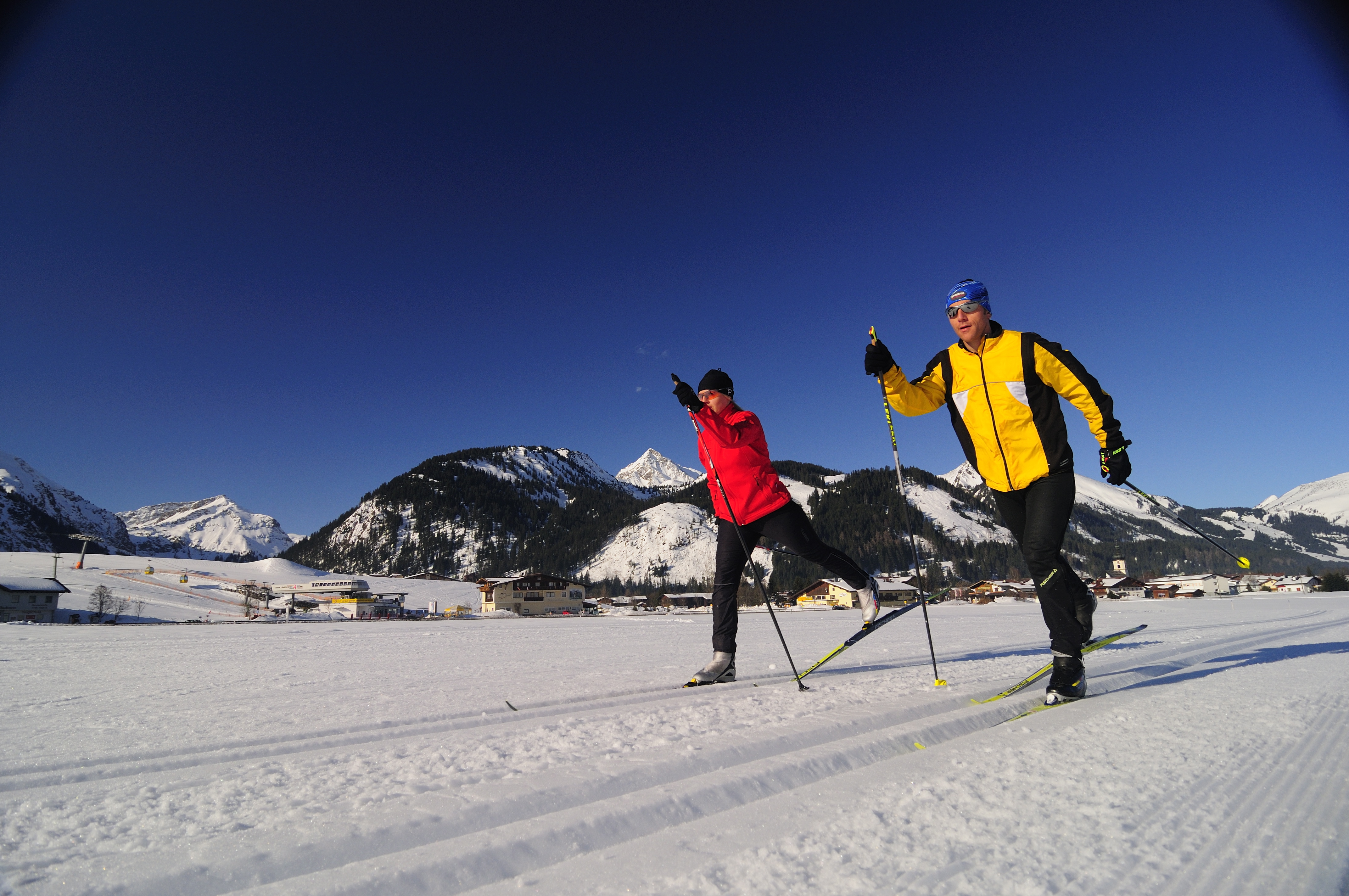 SKI-TRAIL-Loipe im Tannheimer Tal, ab diesem Winter mit Unterführung unter der Bundesstraße 199.