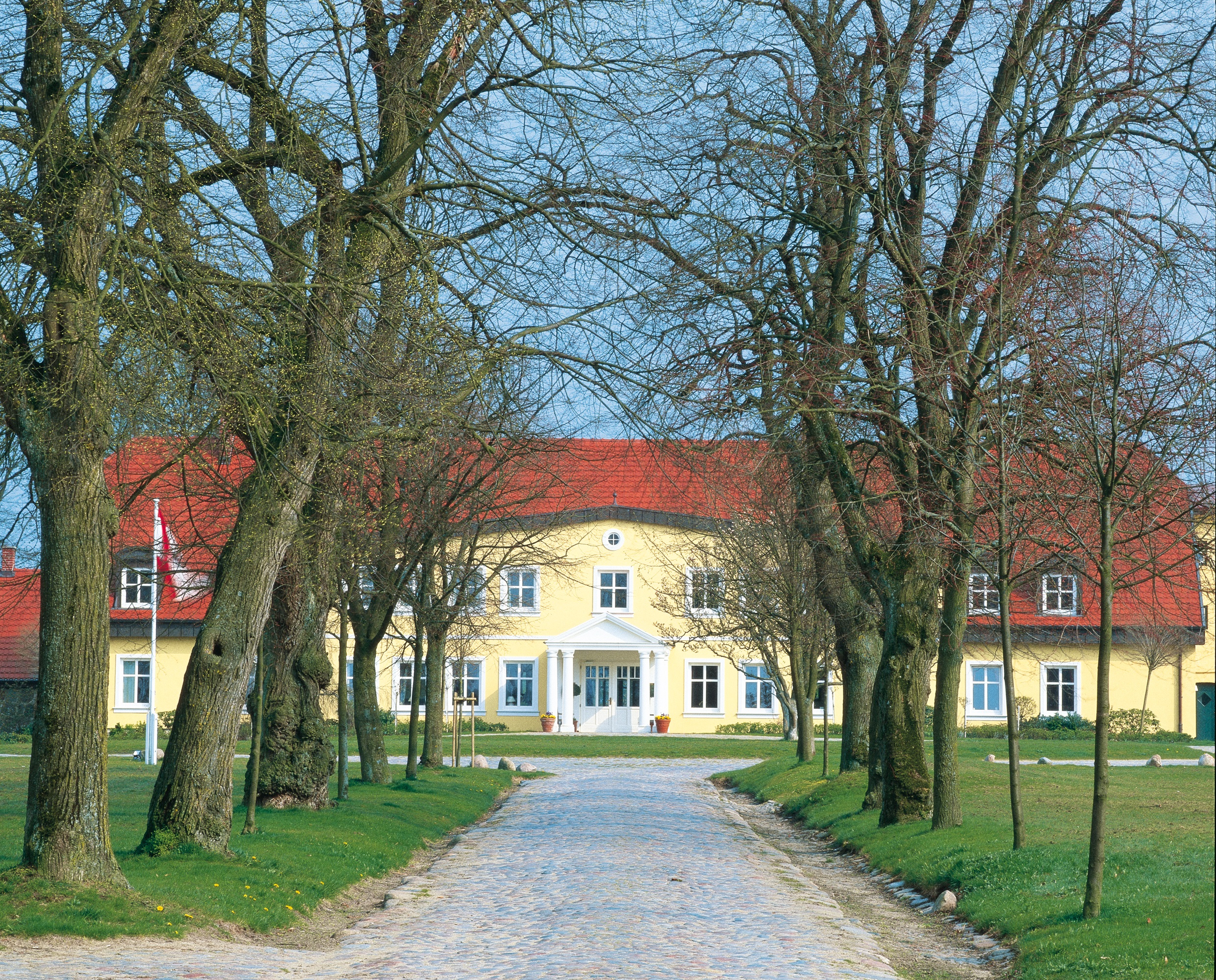 Allee vor dem Gutshaus Stolpe, Stolpe an der Peene bei Anklam.
