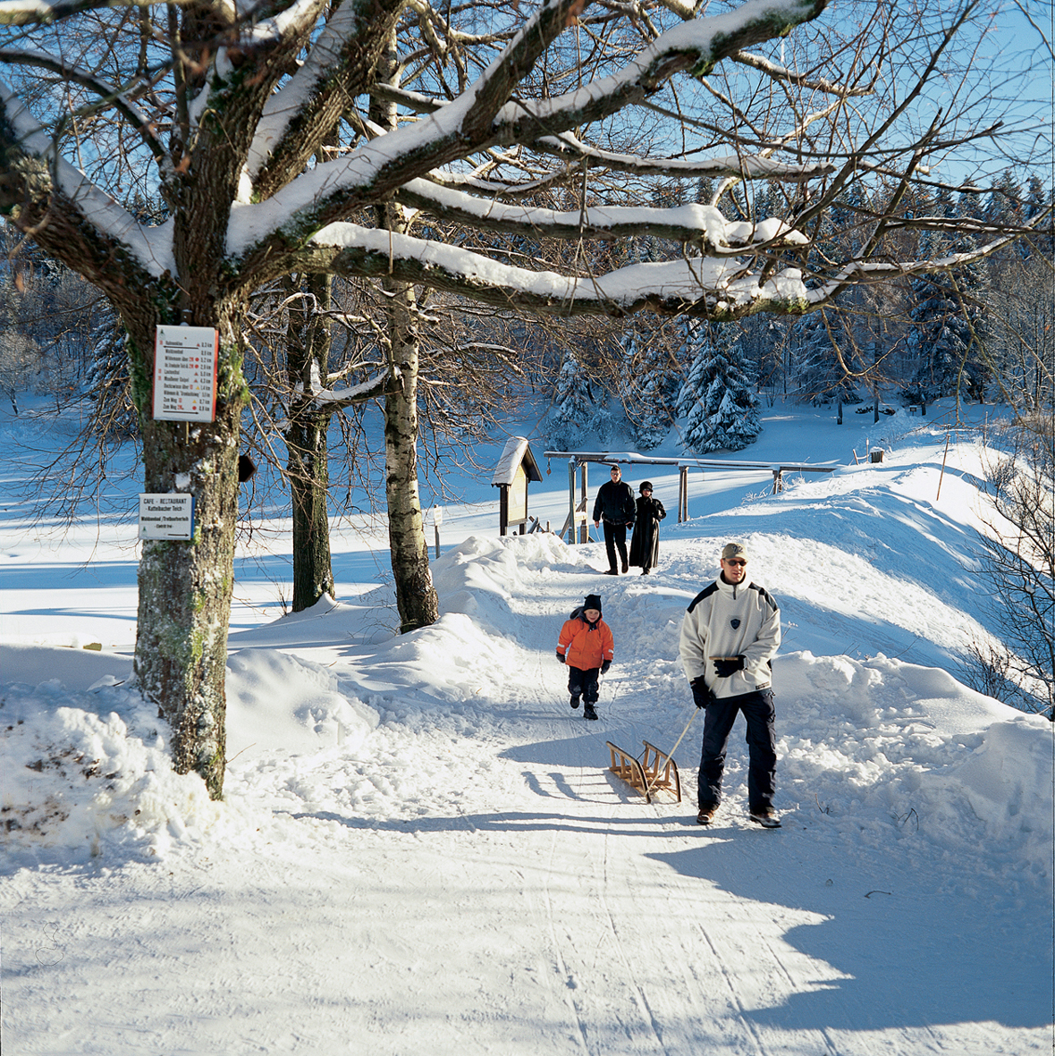 Harz: Spaziergänger im Winter bei Hahnenklee