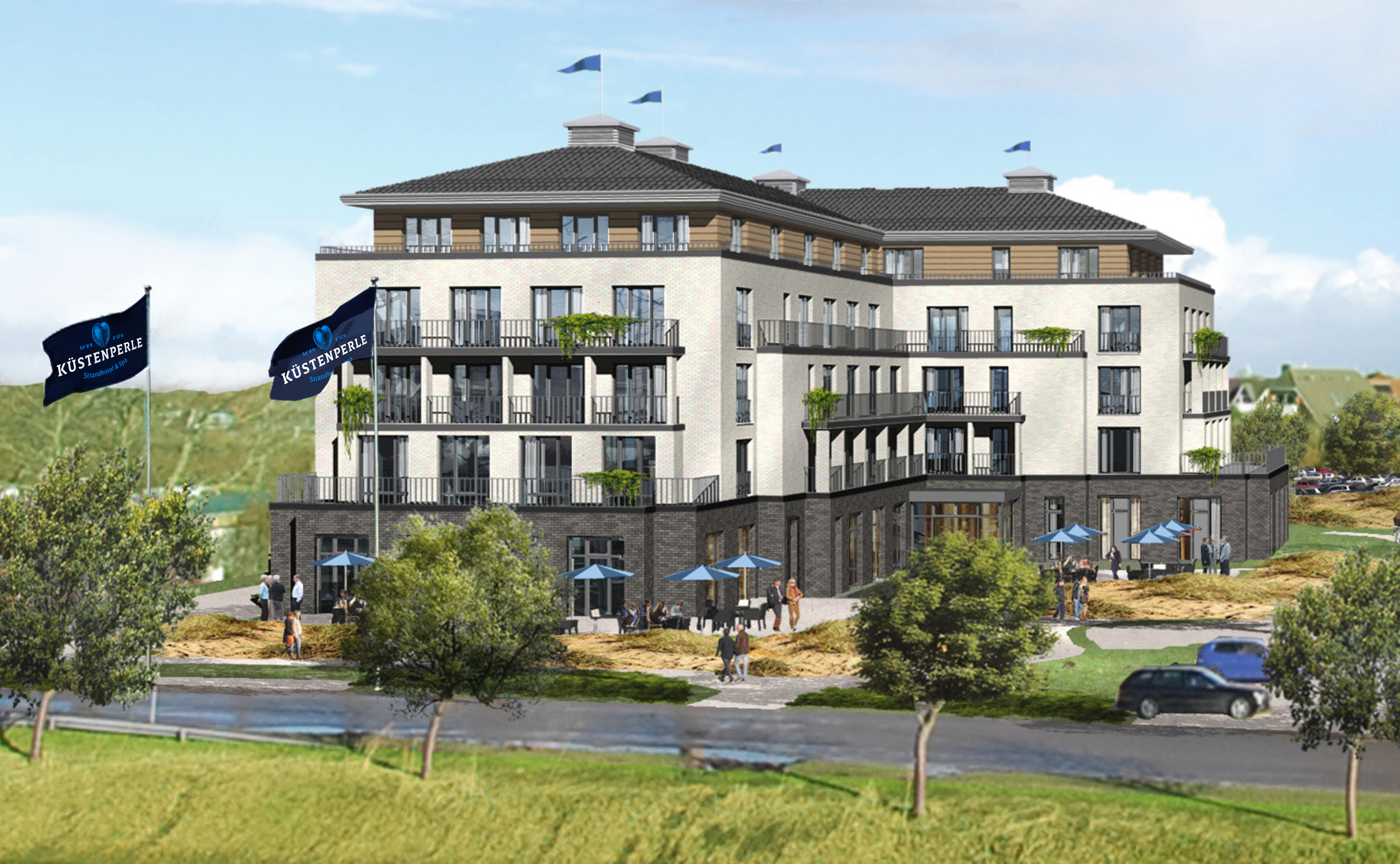 Außenansicht Hotel Küstenperle, Büsum (Rendering).
