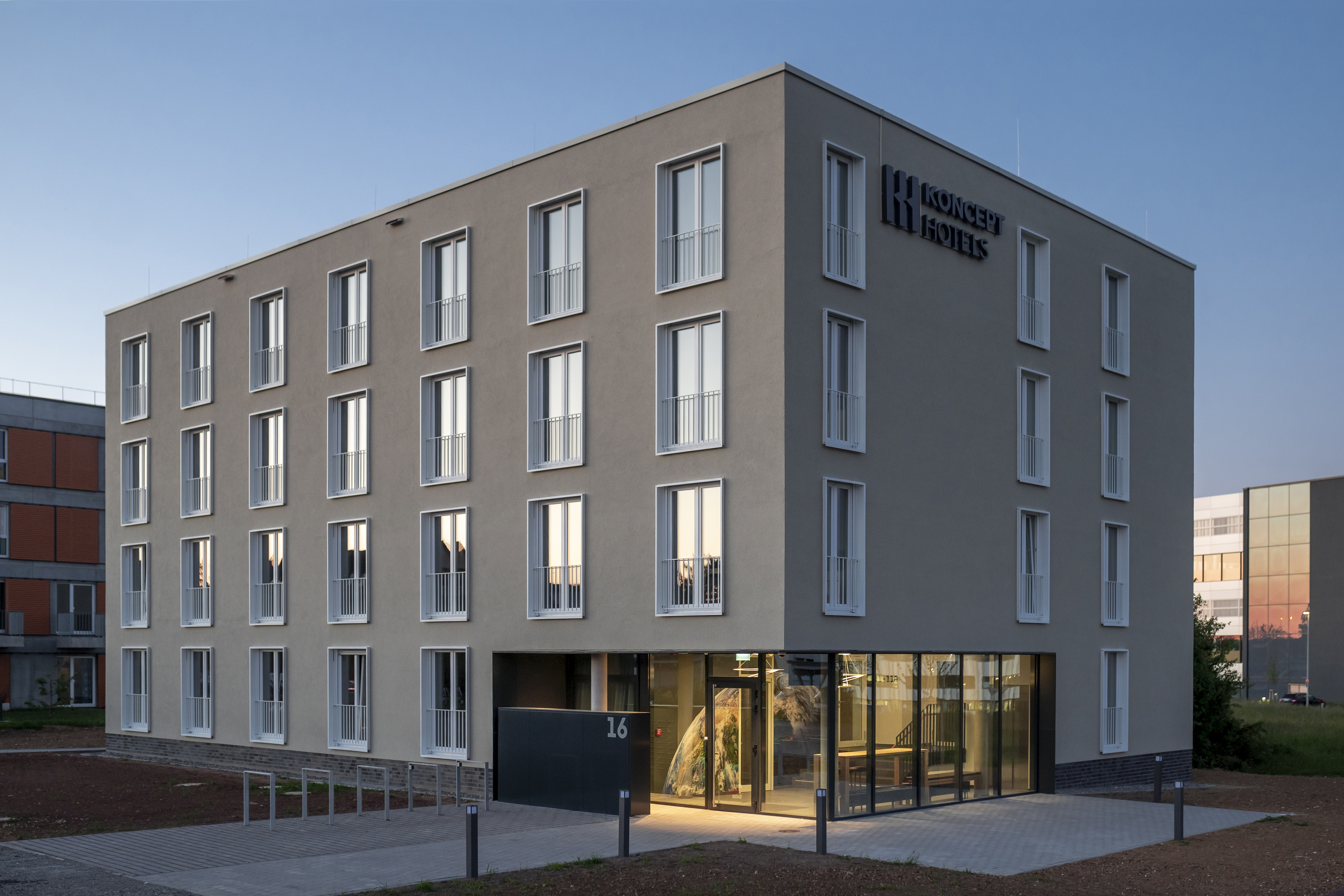 Außenansichten vom Koncept Hotel Neue Horizonte, Tübingen.
