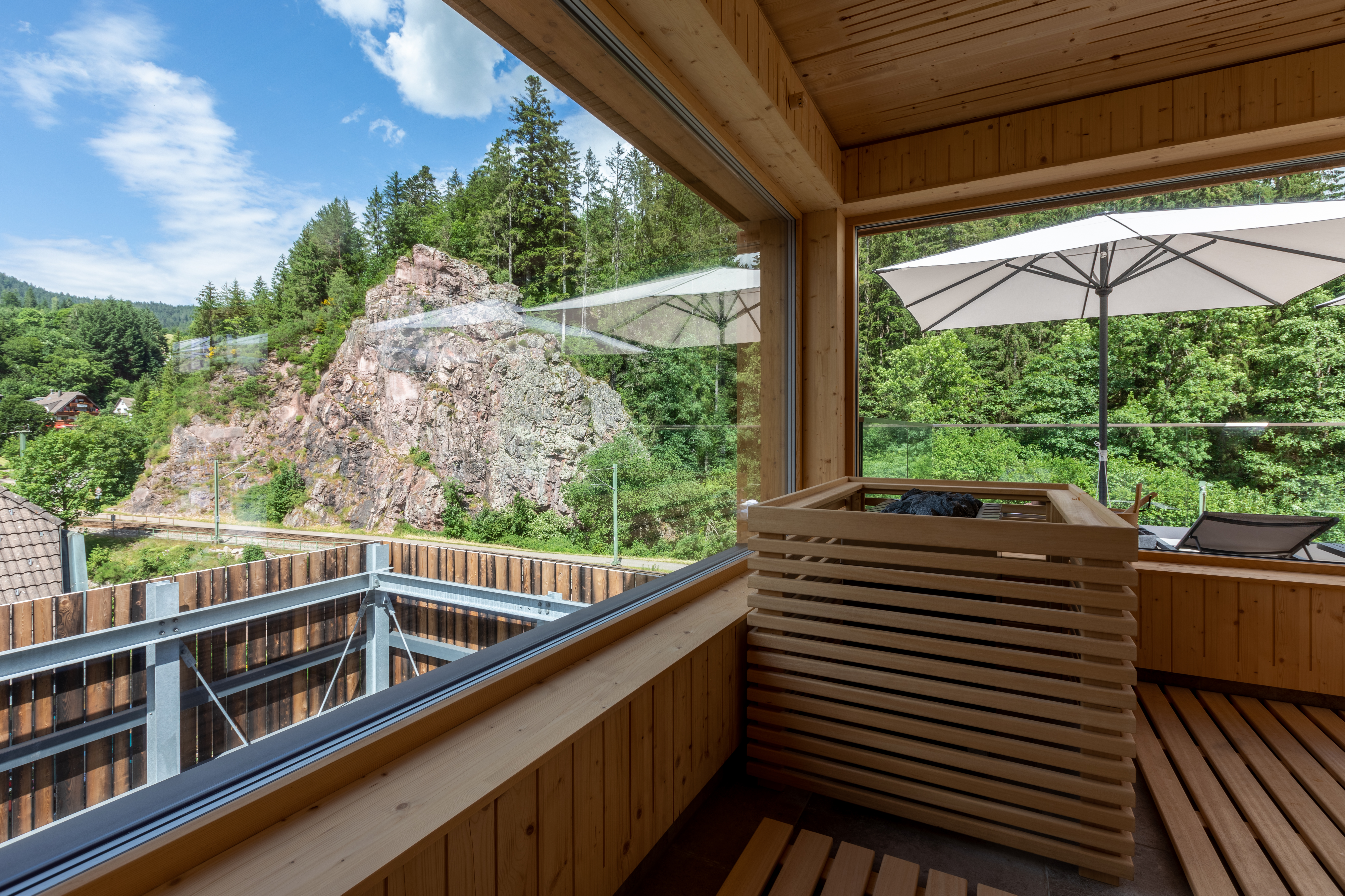 Sauna im Romantik Hotel Sackmann, Baiersbronn.
