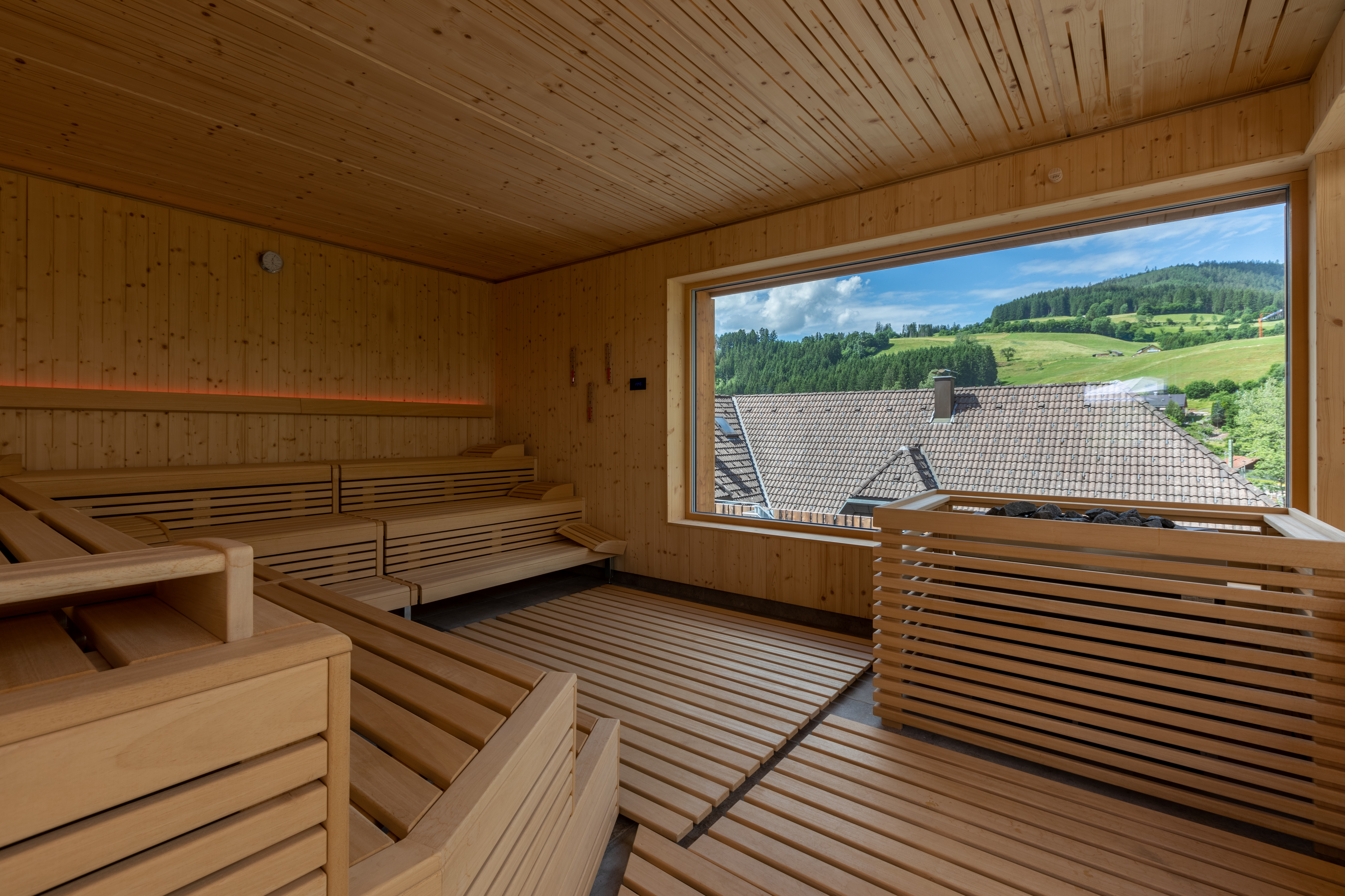 Sauna im Romantik Hotel Sackmann, Baiersbronn.
