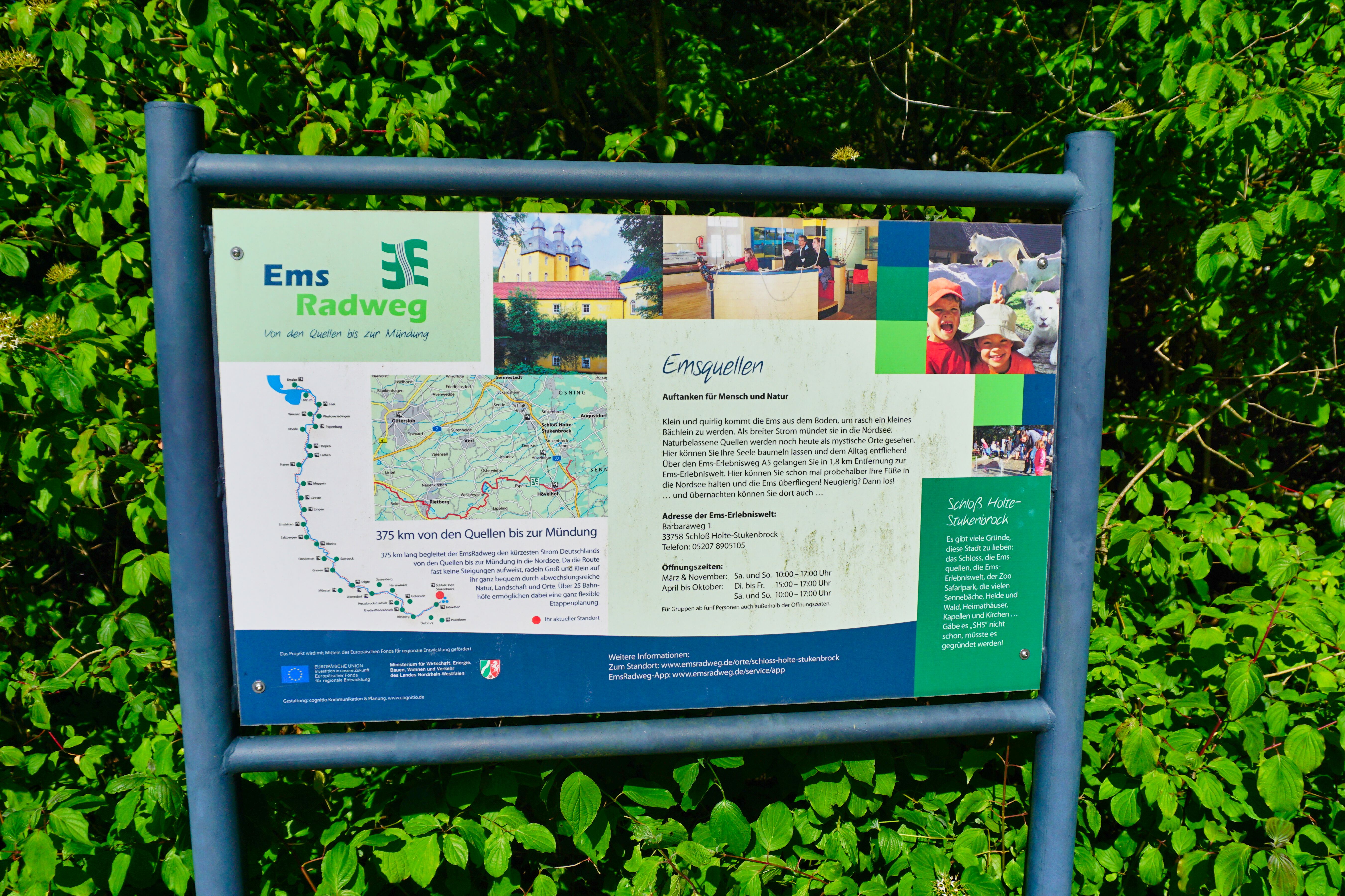 Info-Tafel am Emsradweg.