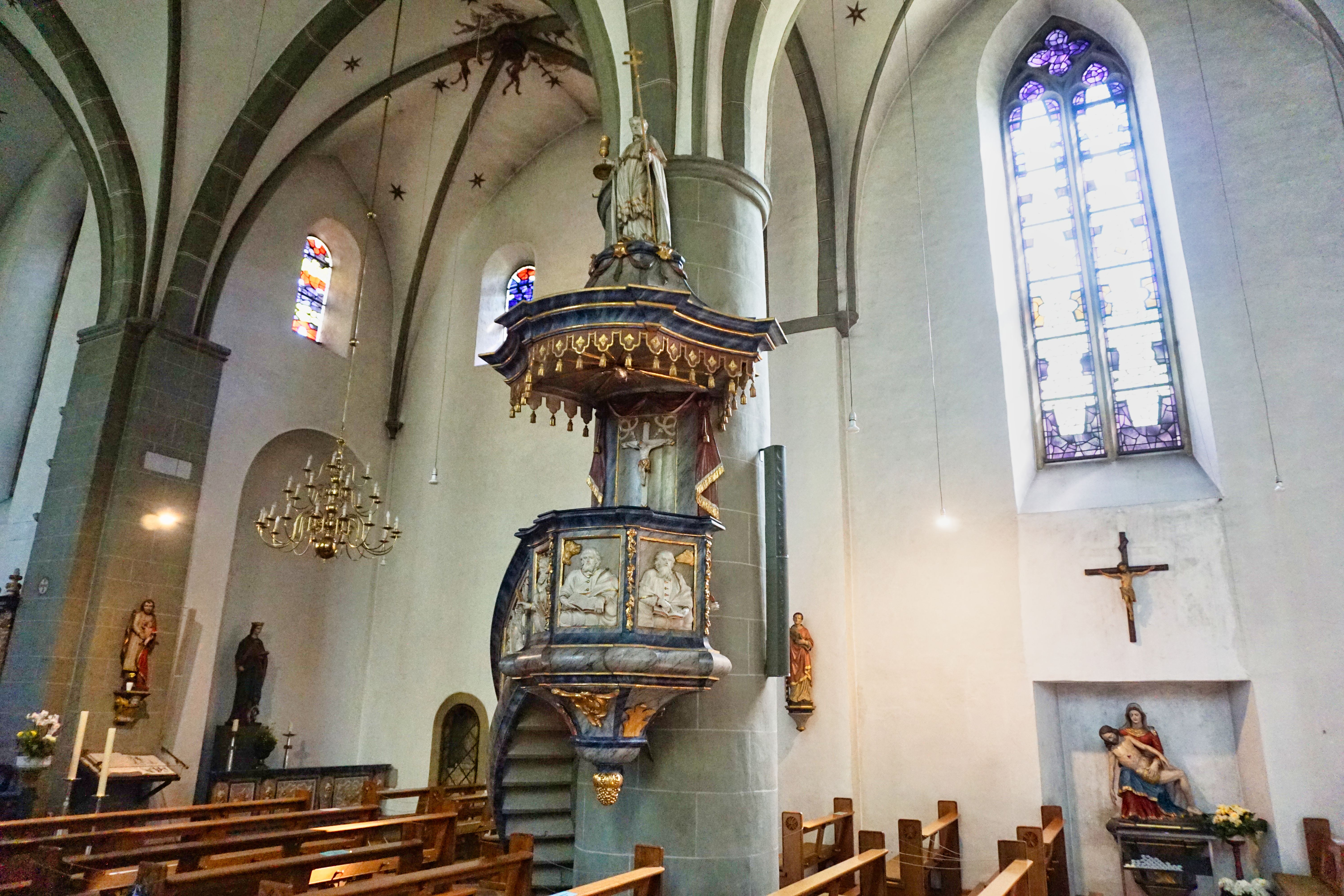 Kanzel der Kirche St. Laurentius in Clarholz, Herzebrock-Clarholz.
