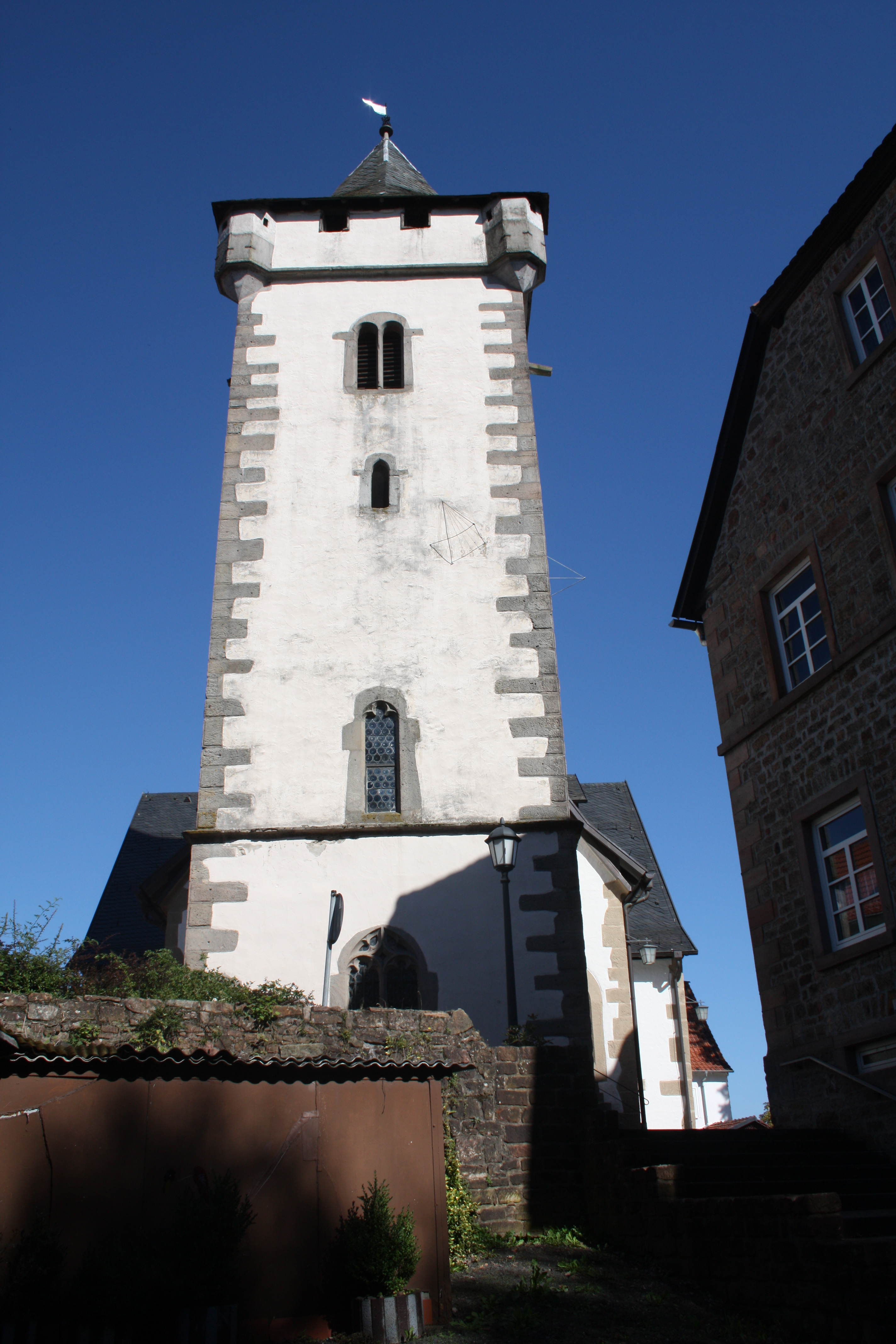 (Wehr-)Turmansicht der evangelischen Kirche Wächtersbach.
