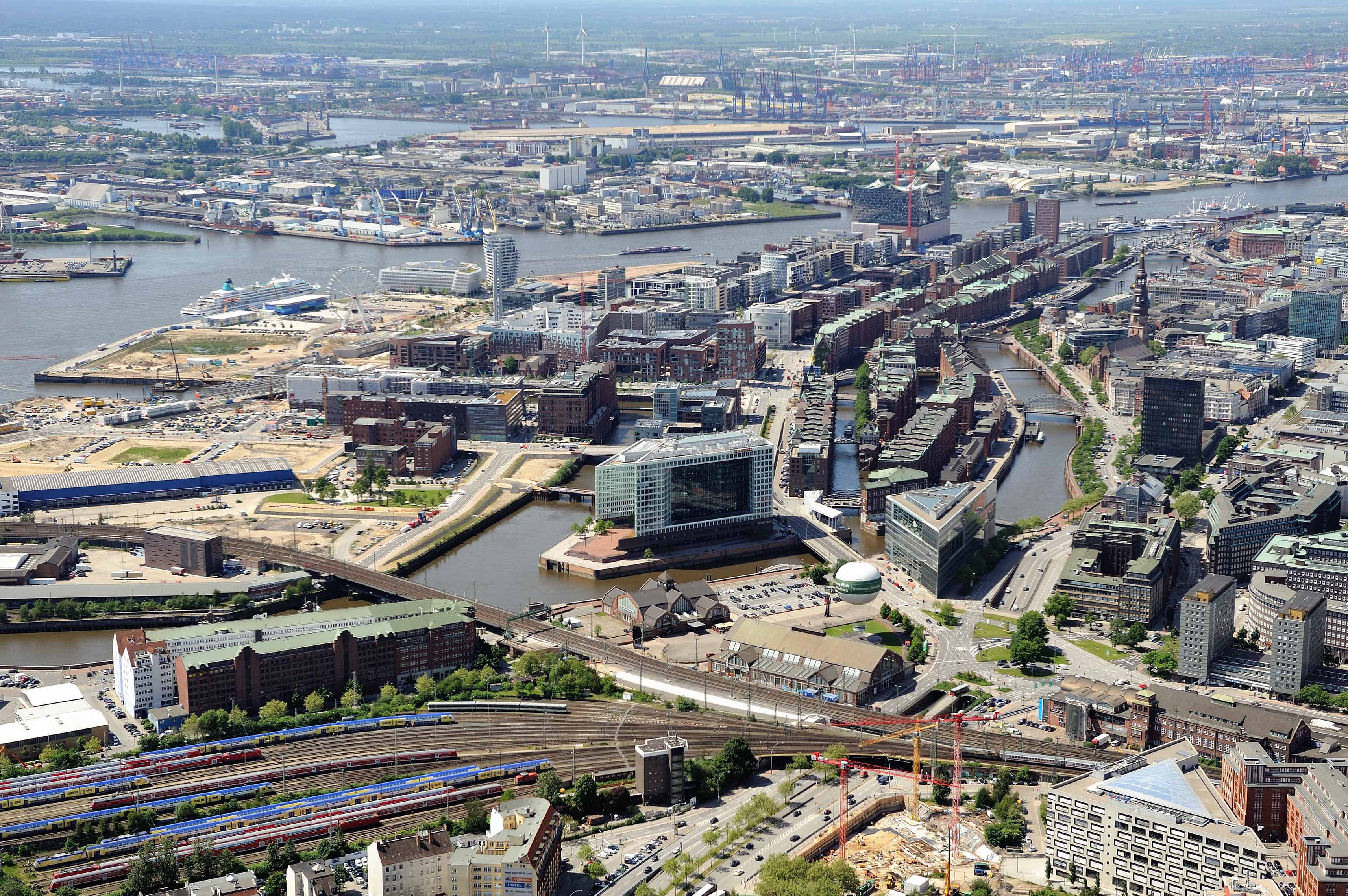 Luftbild HafenCity Hamburg.
