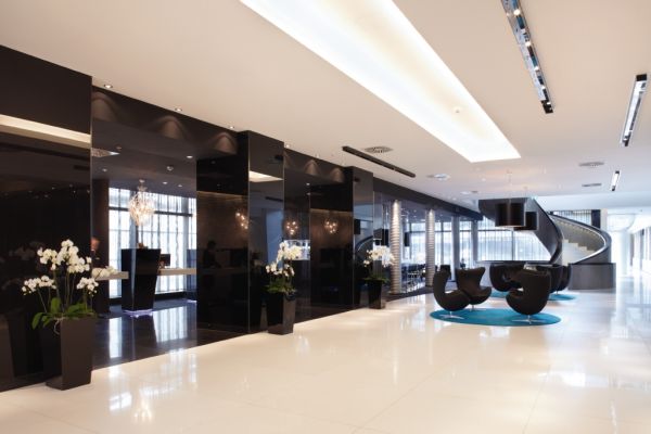Lobby Radisson Blu Hotel, Hamburg.
