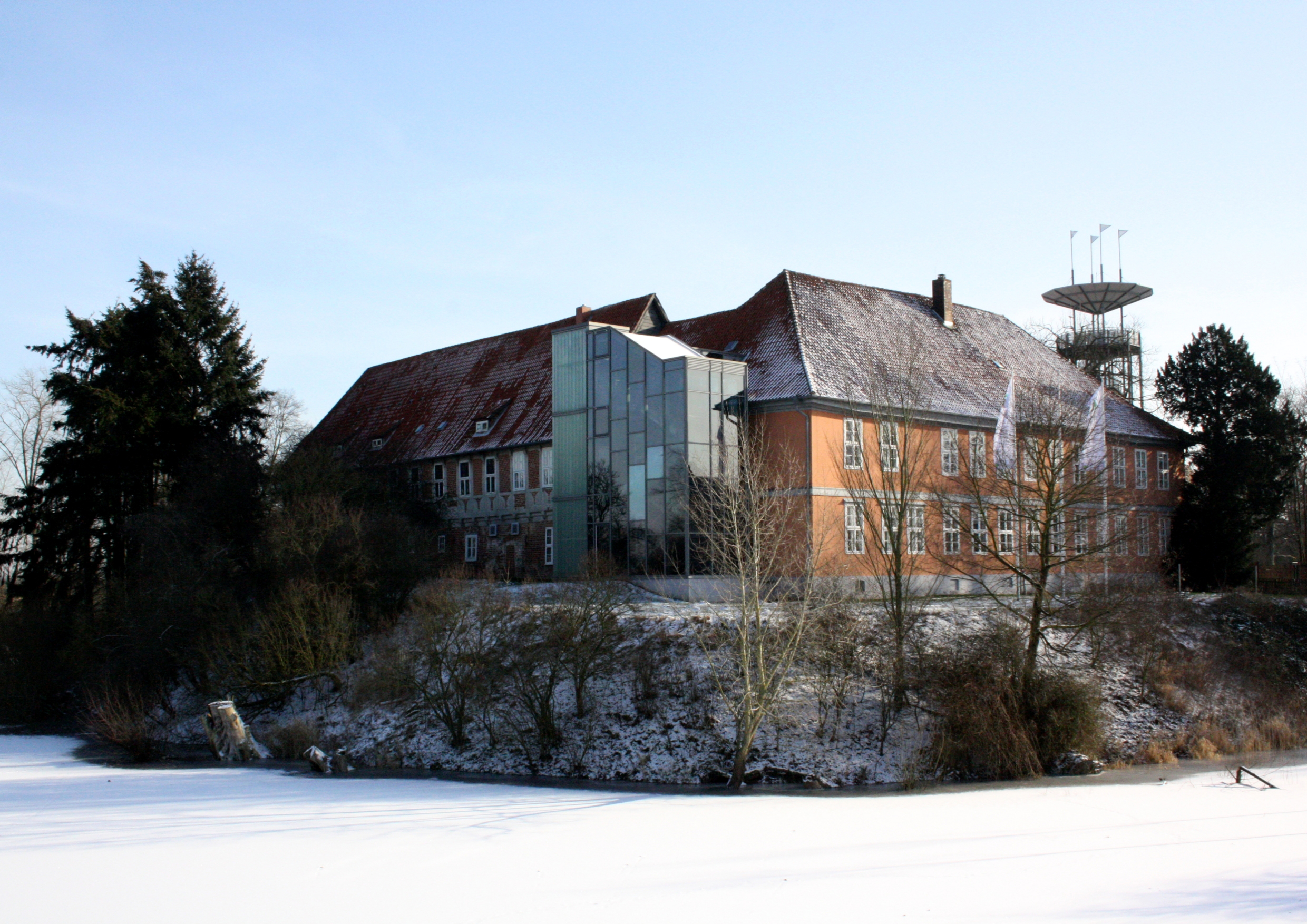 Biosphaerium Elbtalaue im Schloss Bleckede bei Schnee.