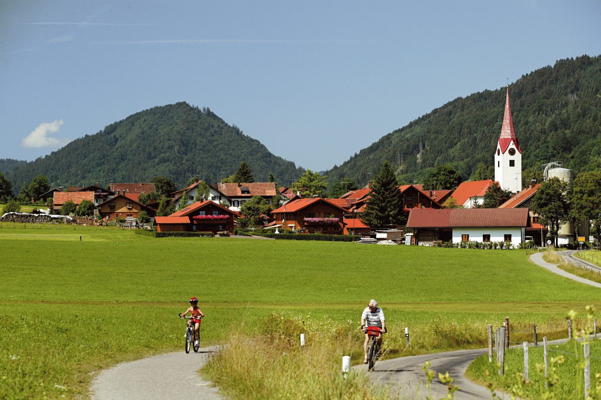 Der Ortsteil Thalkirchdorf von Oberstaufen.

