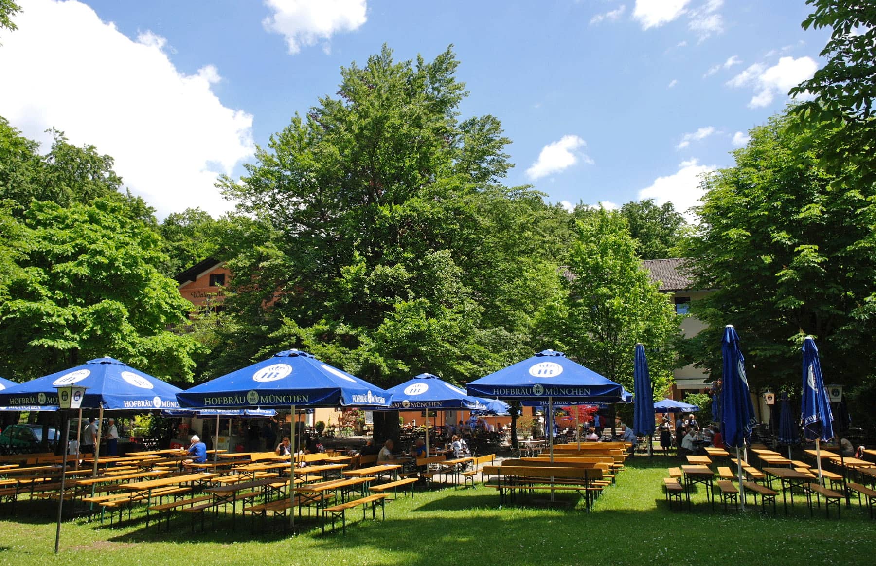 Biergarten vom Waldgasthof Buchenhain, Baierbrunn.
