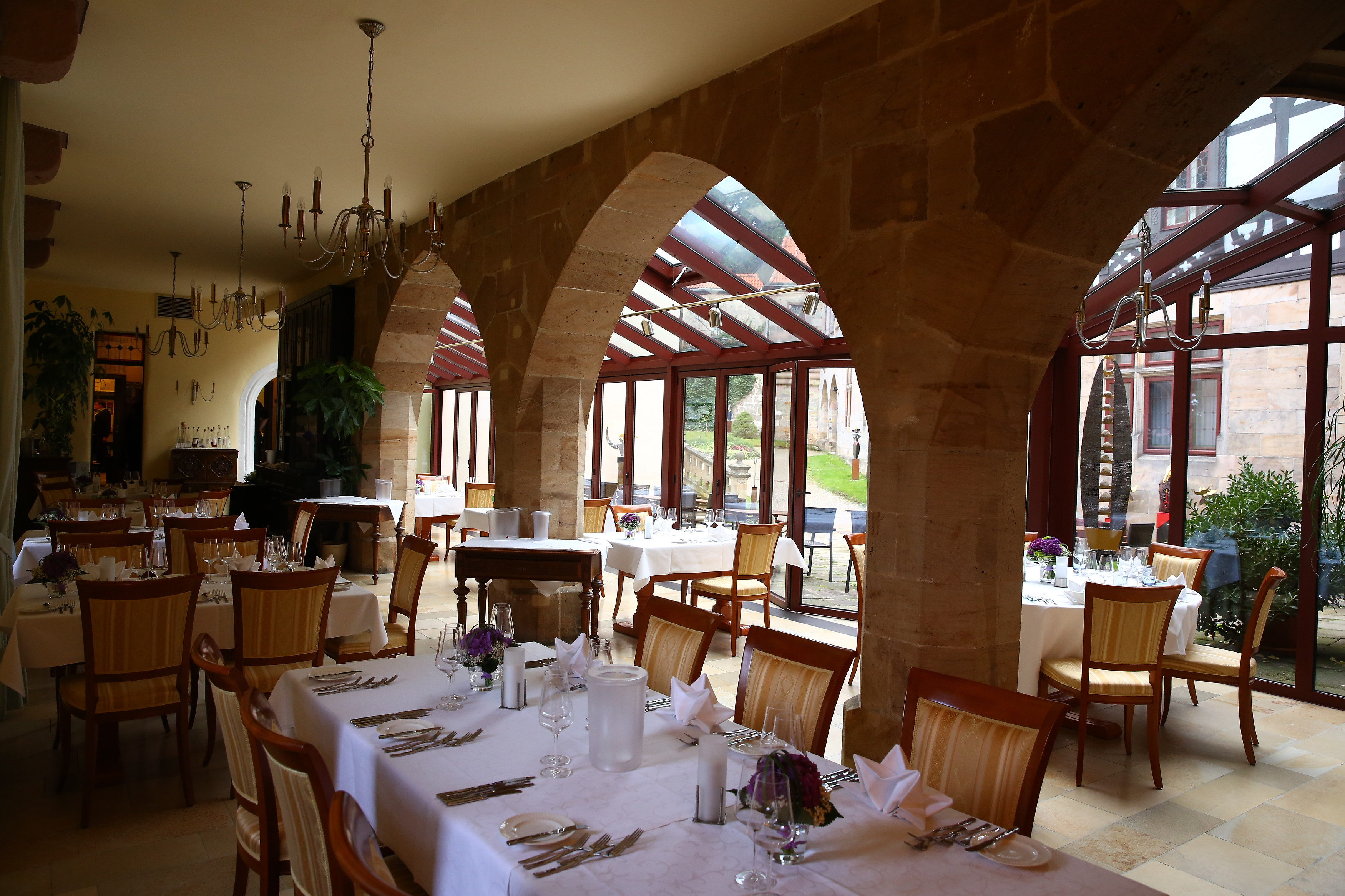 Restaurant im Hotel Schloss Hohenstein, Ahorn.
