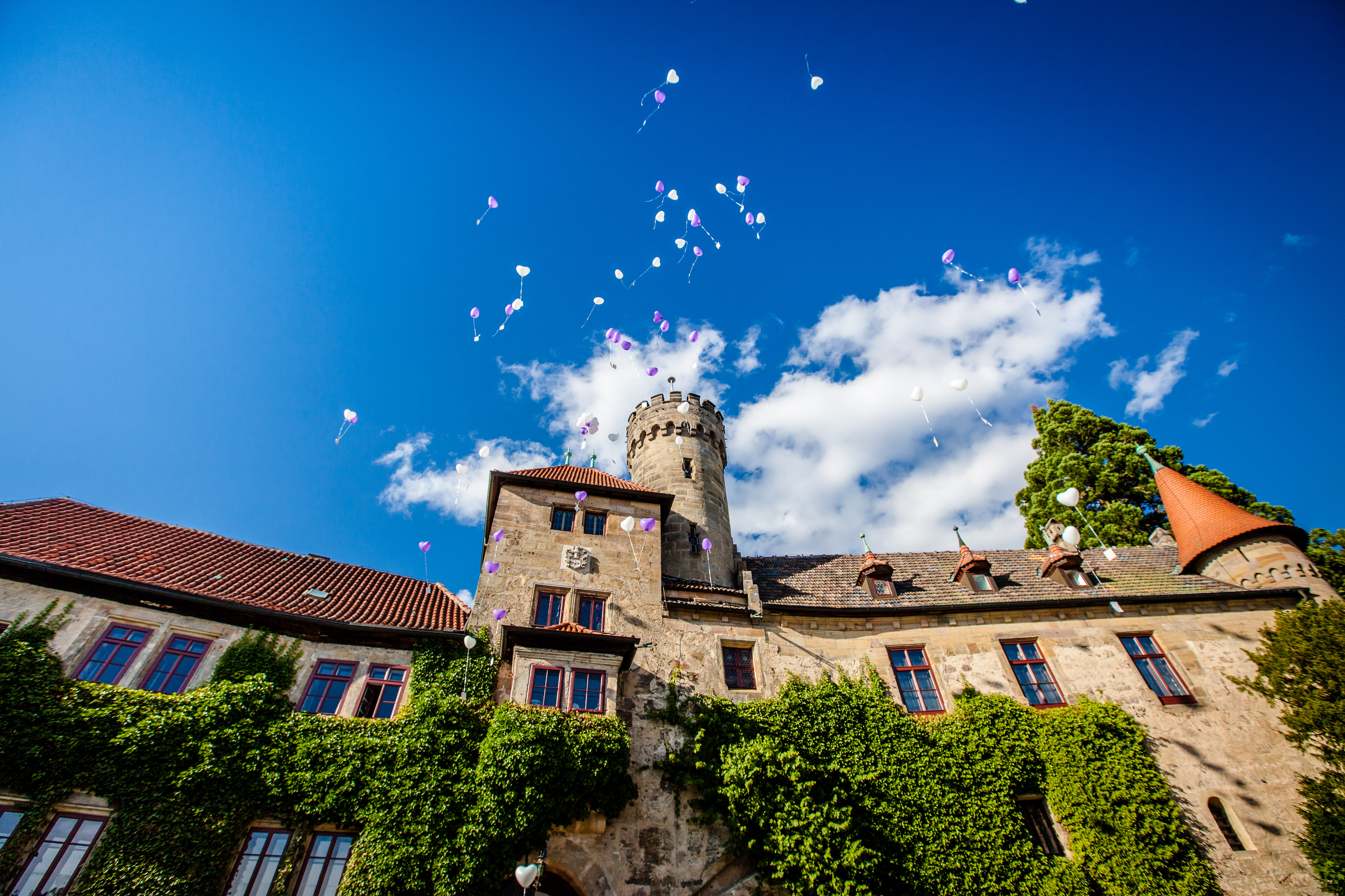 Außenansicht Hotel Schloss Hohenstein, Ahorn.
